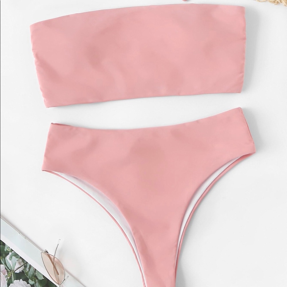 Bandeau With High Waist Bikini Set